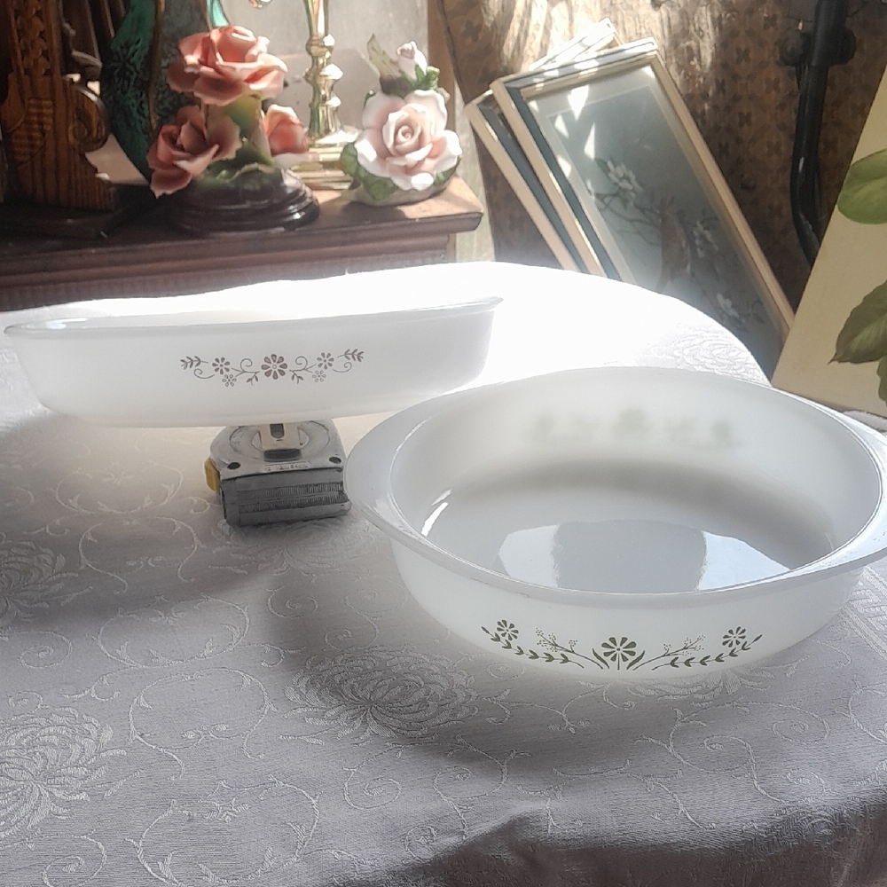 Vintage White Glass Baking Dishes